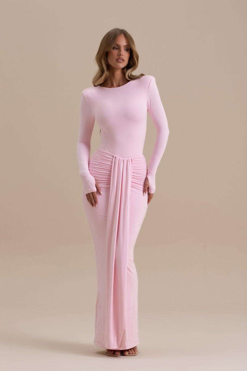 NARA DRAPE MAXI SKIRT | BABY PINK