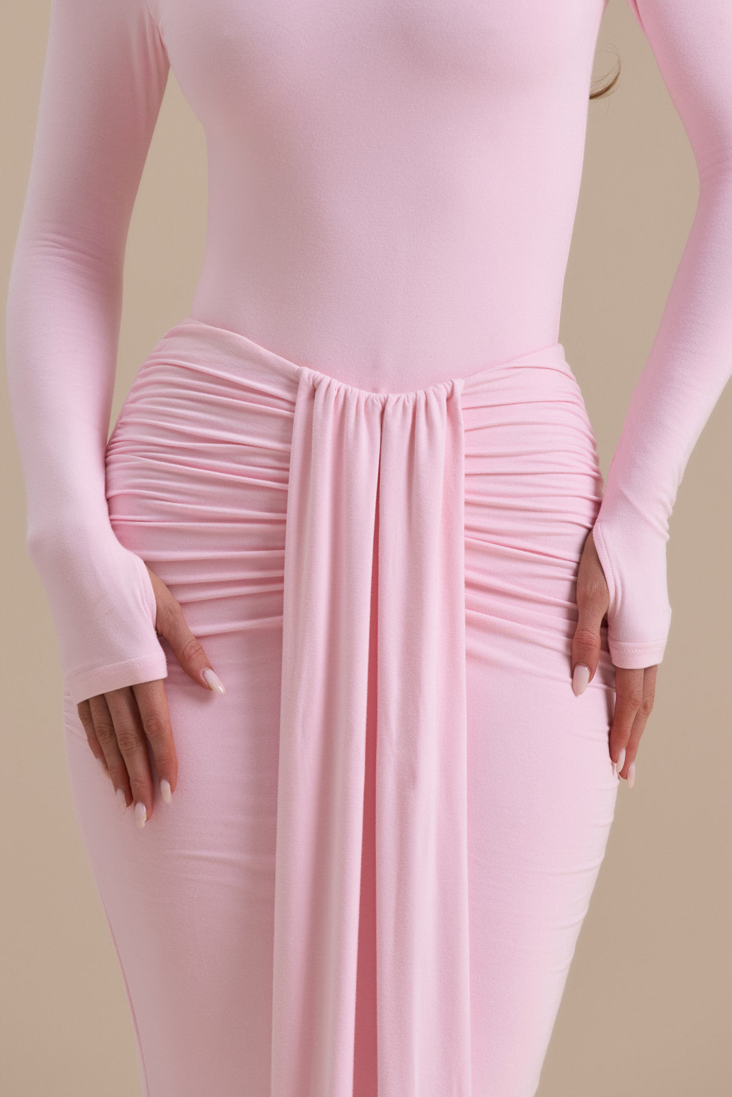 NARA DRAPE MAXI SKIRT | BABY PINK
