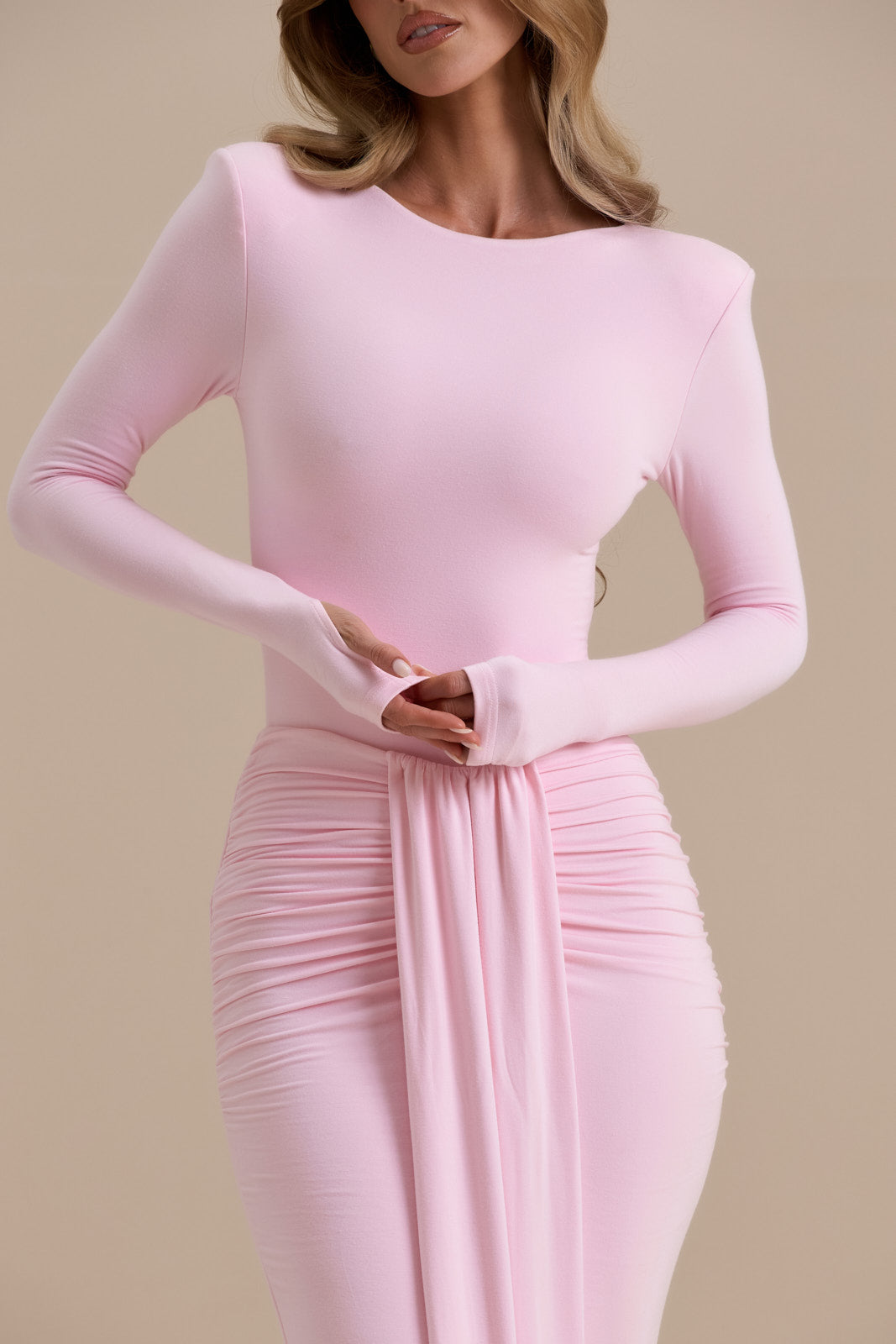 NARA LONG SLEEVE BODYSUIT | BABY PINK