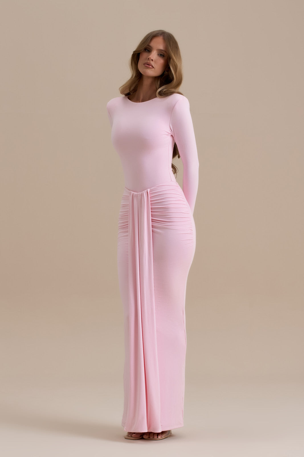 NARA DRAPE MAXI SKIRT | BABY PINK