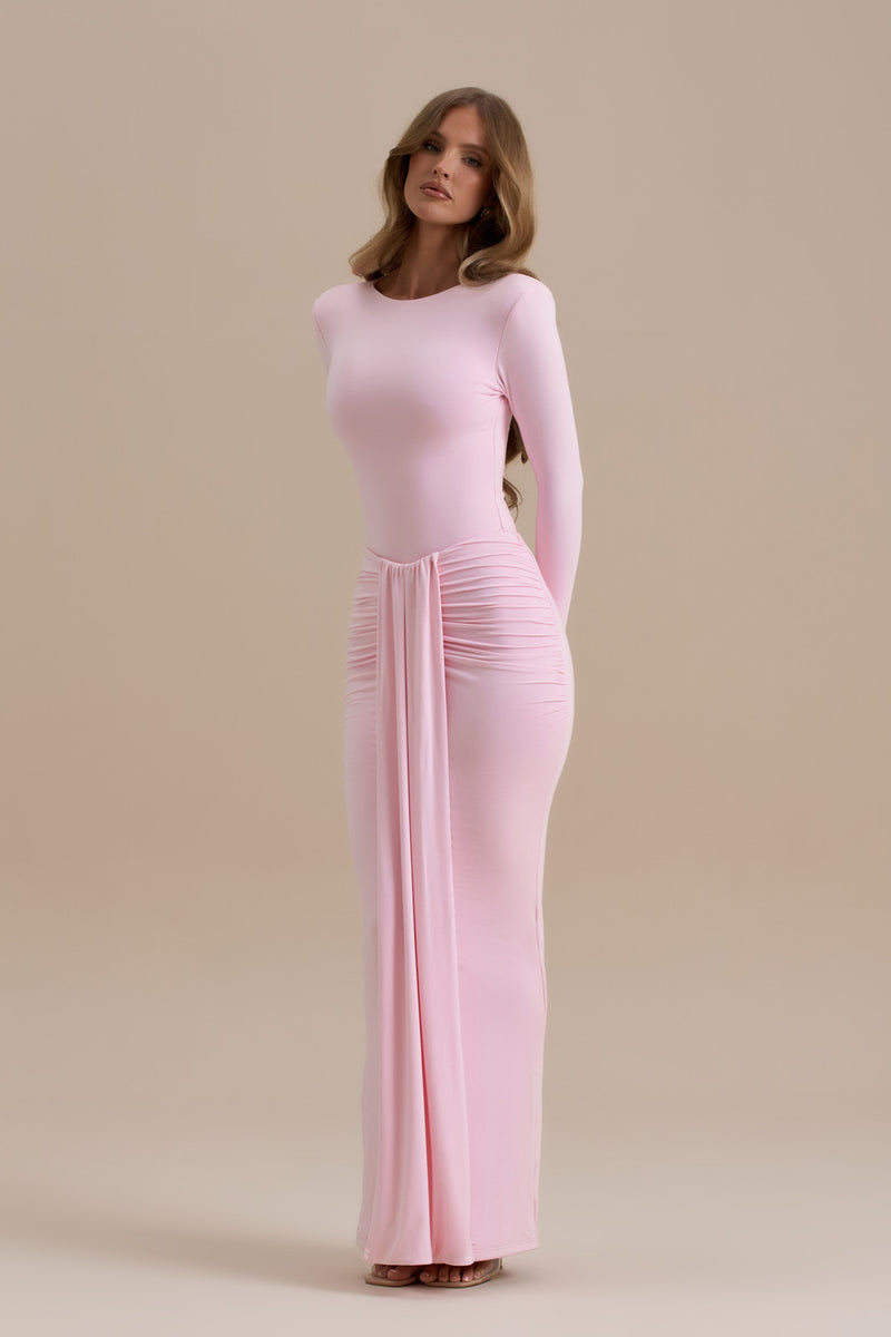 NARA DRAPE MAXI SKIRT | BABY PINK