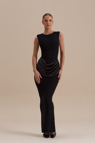 EMAN SATIN MAXI DRESS | BLACK