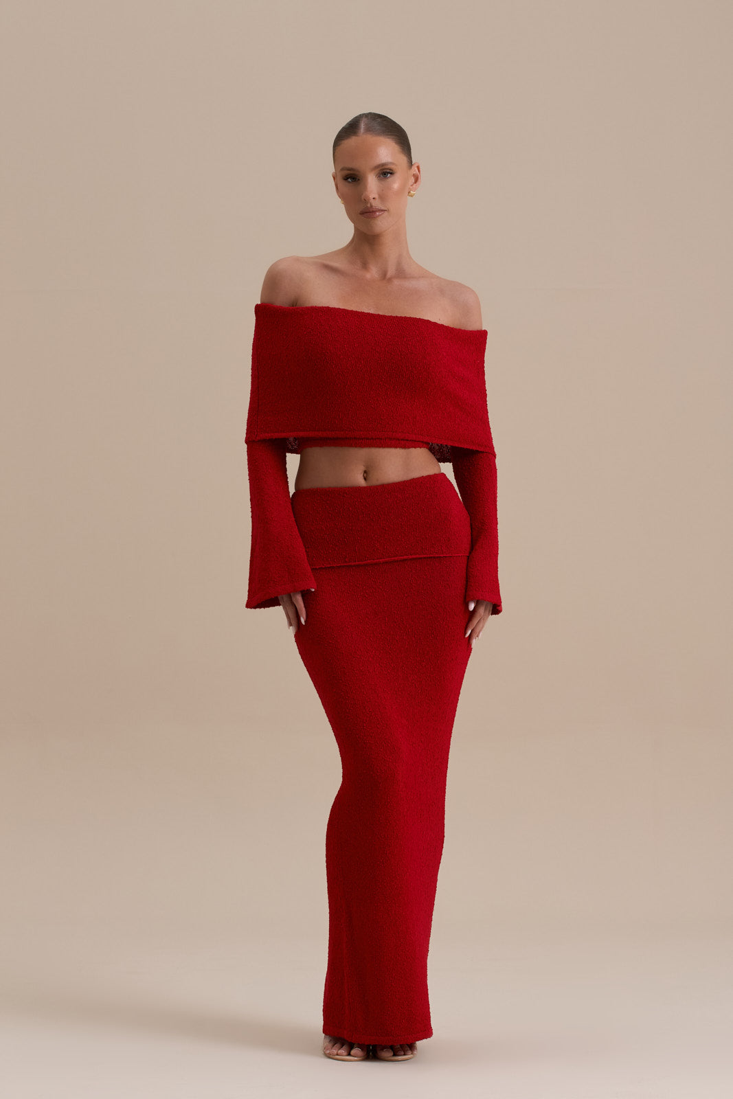 YASMIN BOUCLE KNIT CO-ORD | RED