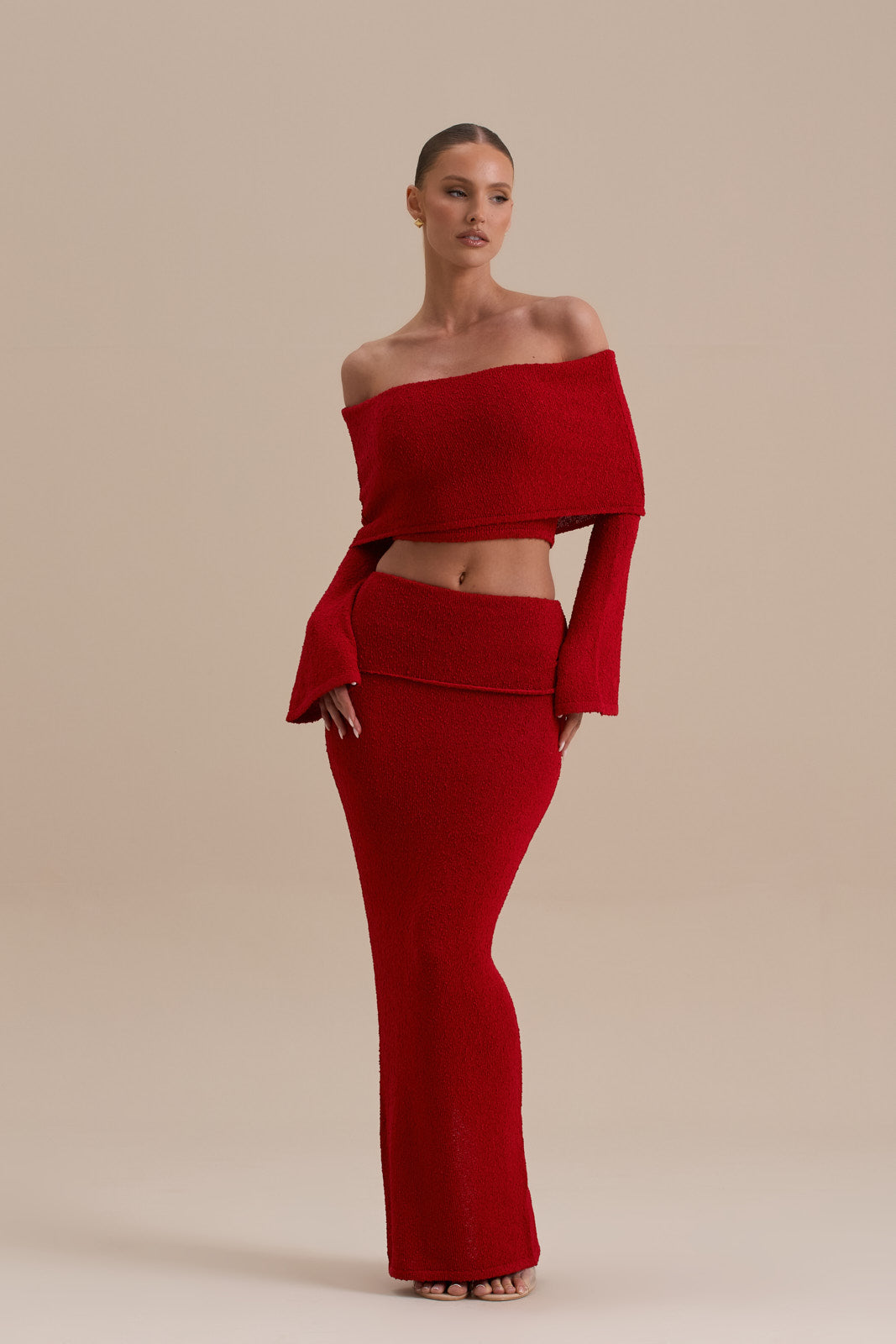 YASMIN BOUCLE KNIT CO-ORD | RED