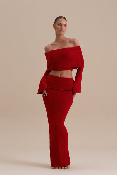 YASMIN BOUCLE KNIT CO-ORD | RED