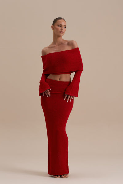 YASMIN BOUCLE KNIT CO-ORD | RED