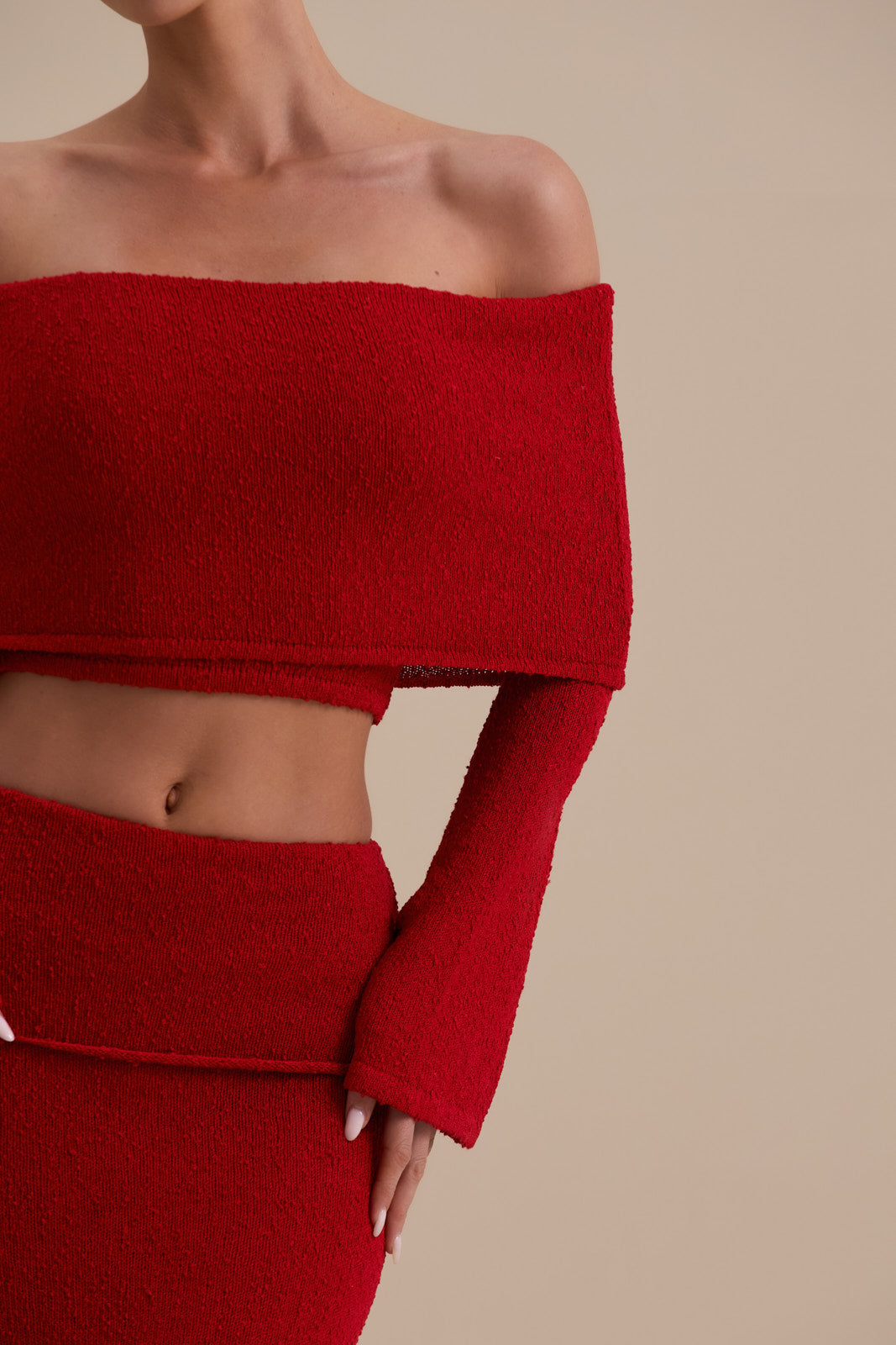 YASMIN BOUCLE KNIT CO-ORD | RED