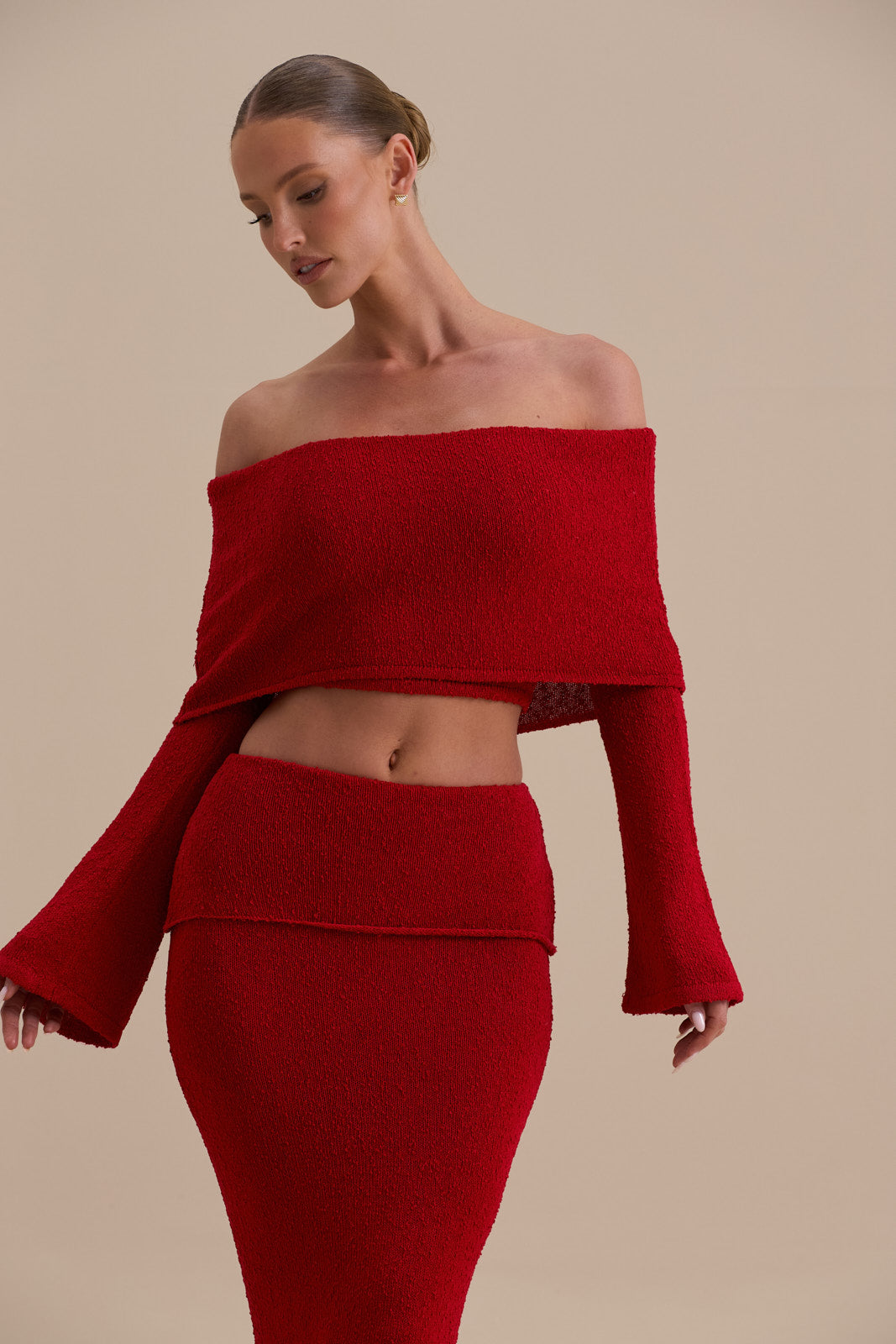 YASMIN BOUCLE KNIT CO-ORD | RED