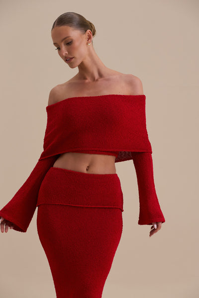 YASMIN BOUCLE KNIT CO-ORD | RED