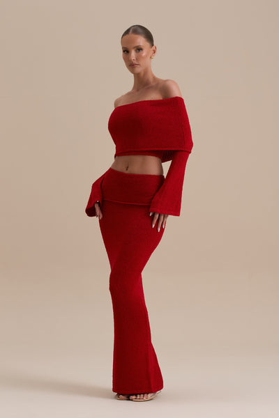 YASMIN BOUCLE KNIT CO-ORD | RED