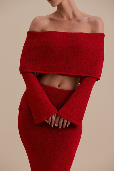 YASMIN BOUCLE KNIT CO-ORD | RED