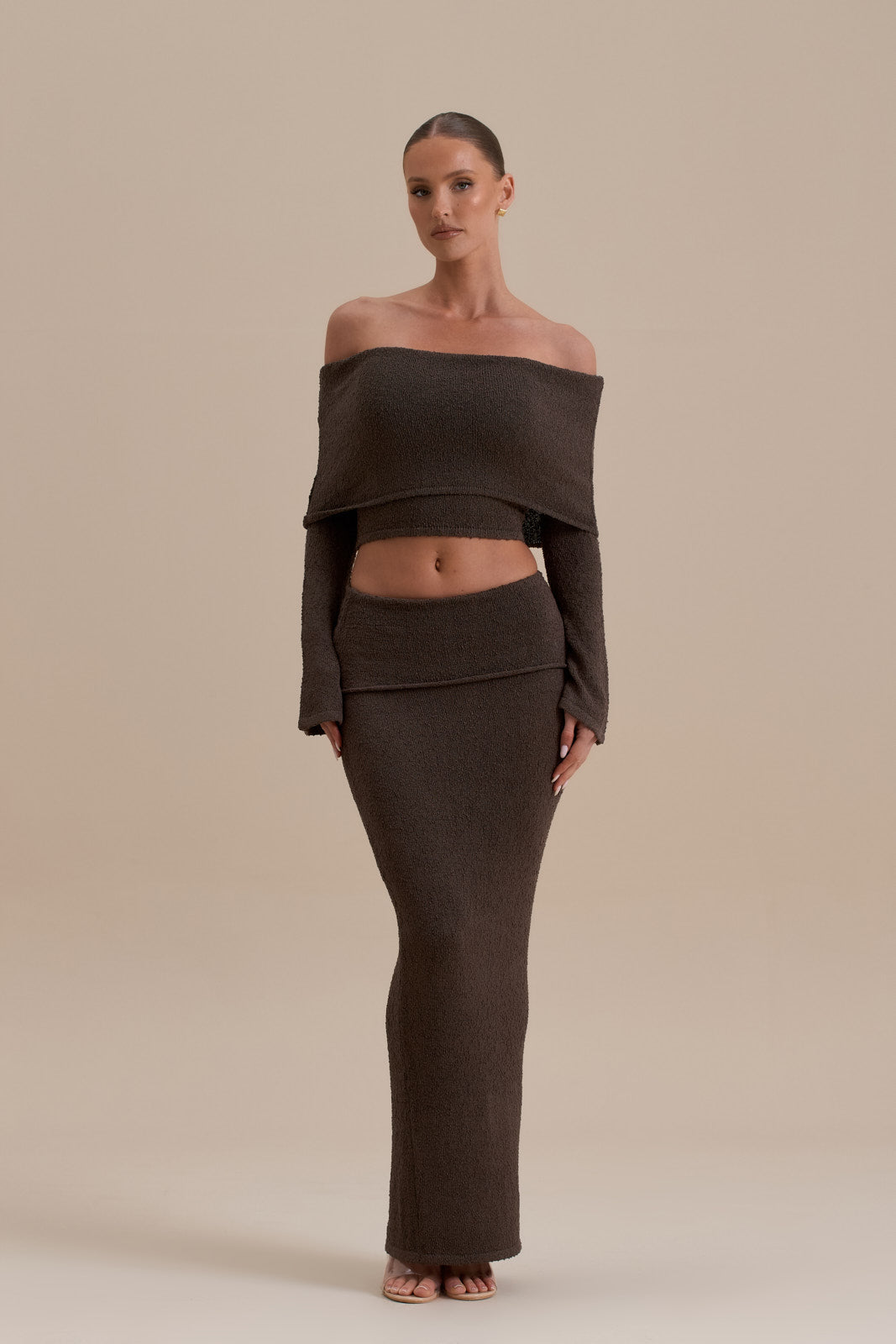 YASMIN BOUCLE KNIT CO-ORD | CHOCOLATE