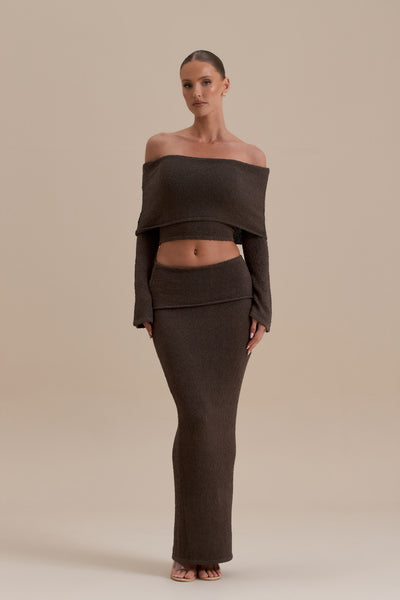 YASMIN BOUCLE KNIT CO-ORD | CHOCOLATE