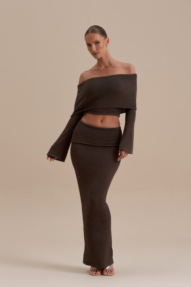 YASMIN BOUCLE KNIT CO-ORD | CHOCOLATE