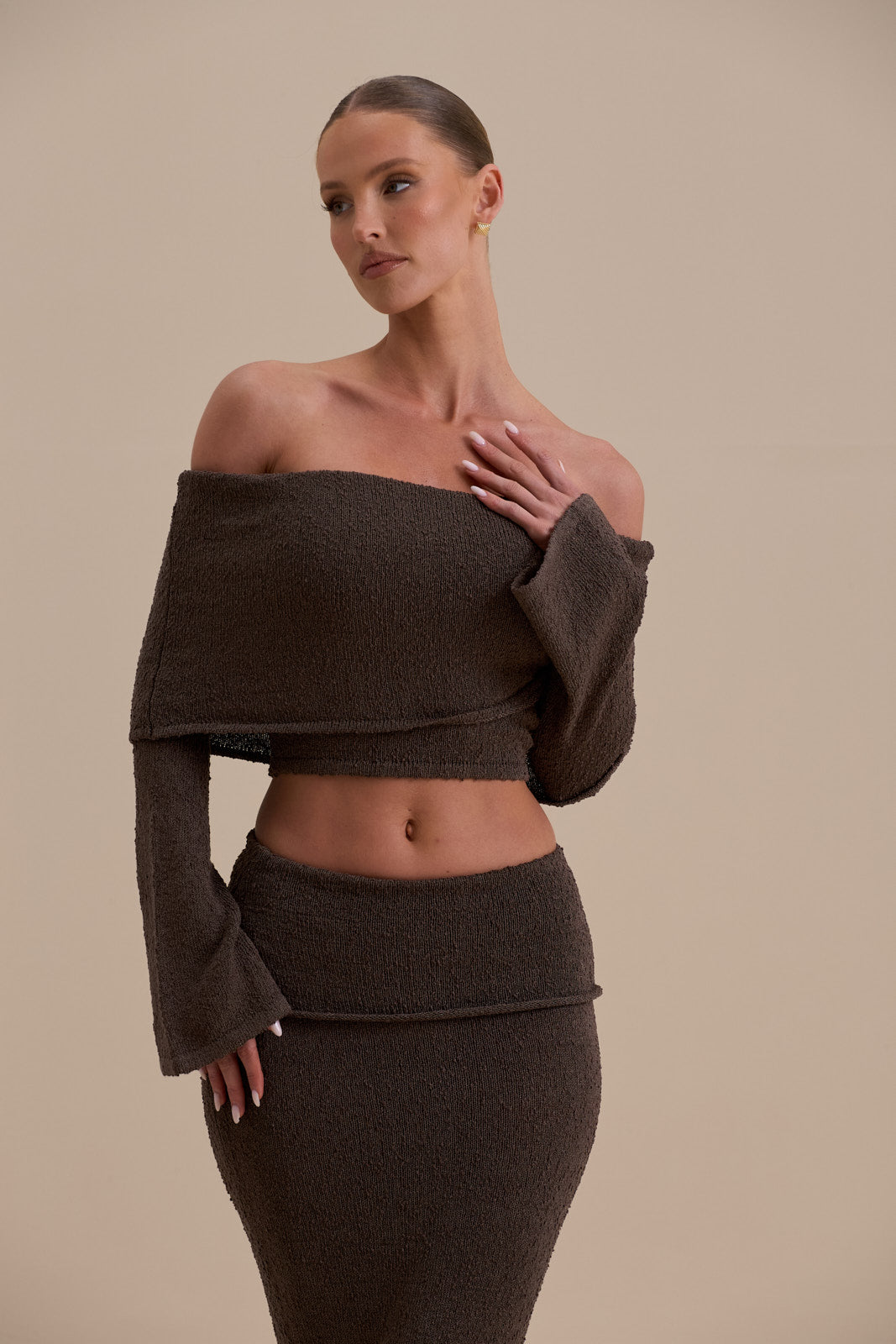 YASMIN BOUCLE KNIT CO-ORD | CHOCOLATE