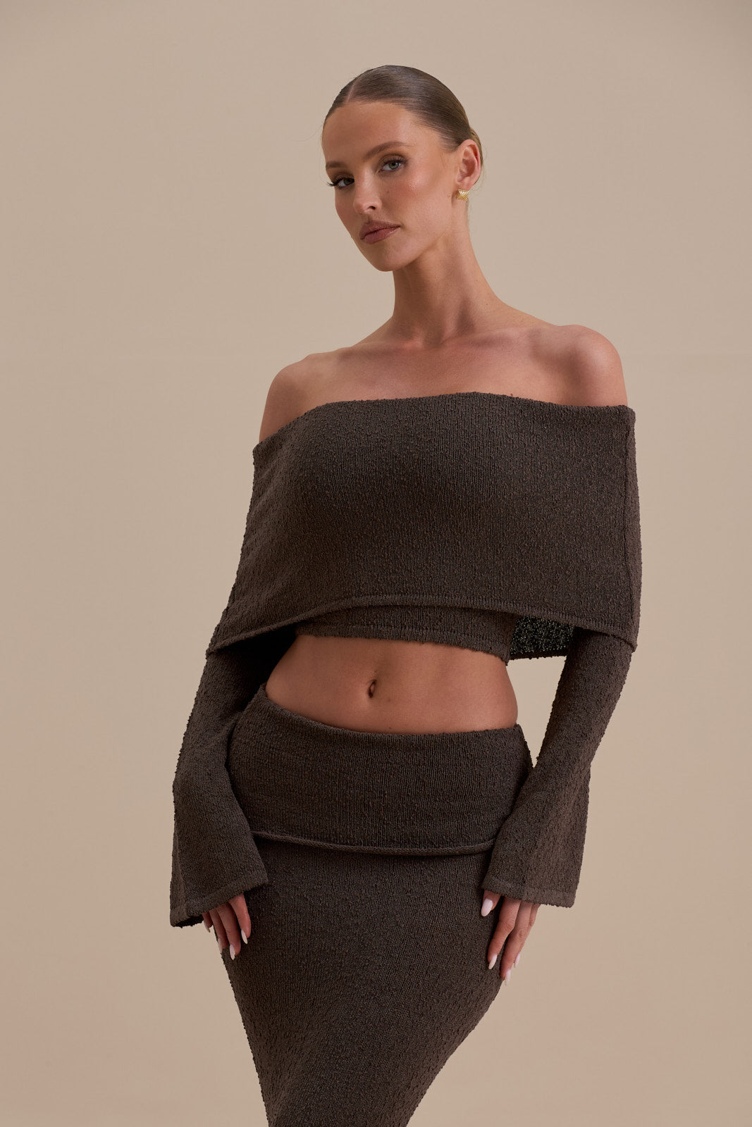 YASMIN BOUCLE KNIT CO-ORD | CHOCOLATE