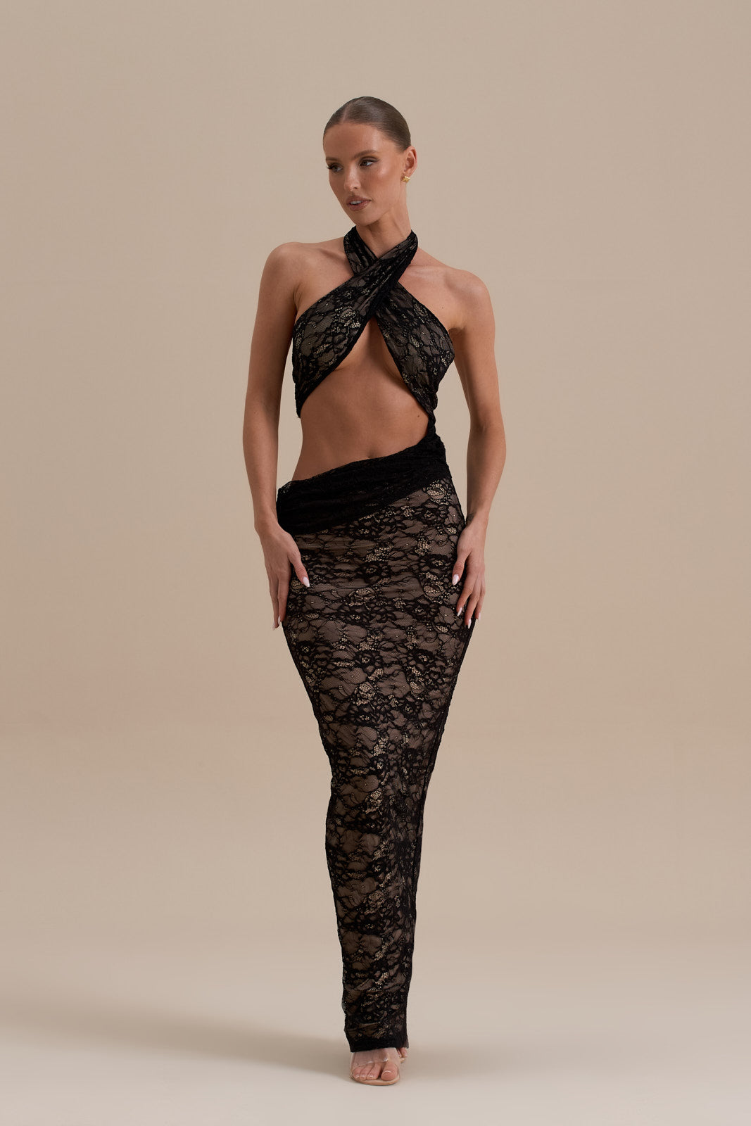 FC MADISON MAXI DRESS | BLACK LACE