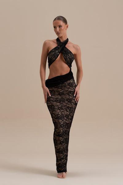 FC MADISON MAXI DRESS | BLACK LACE
