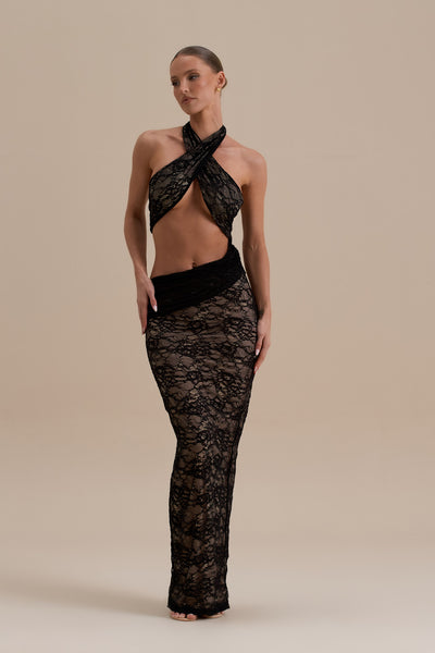 FC MADISON MAXI DRESS | BLACK LACE