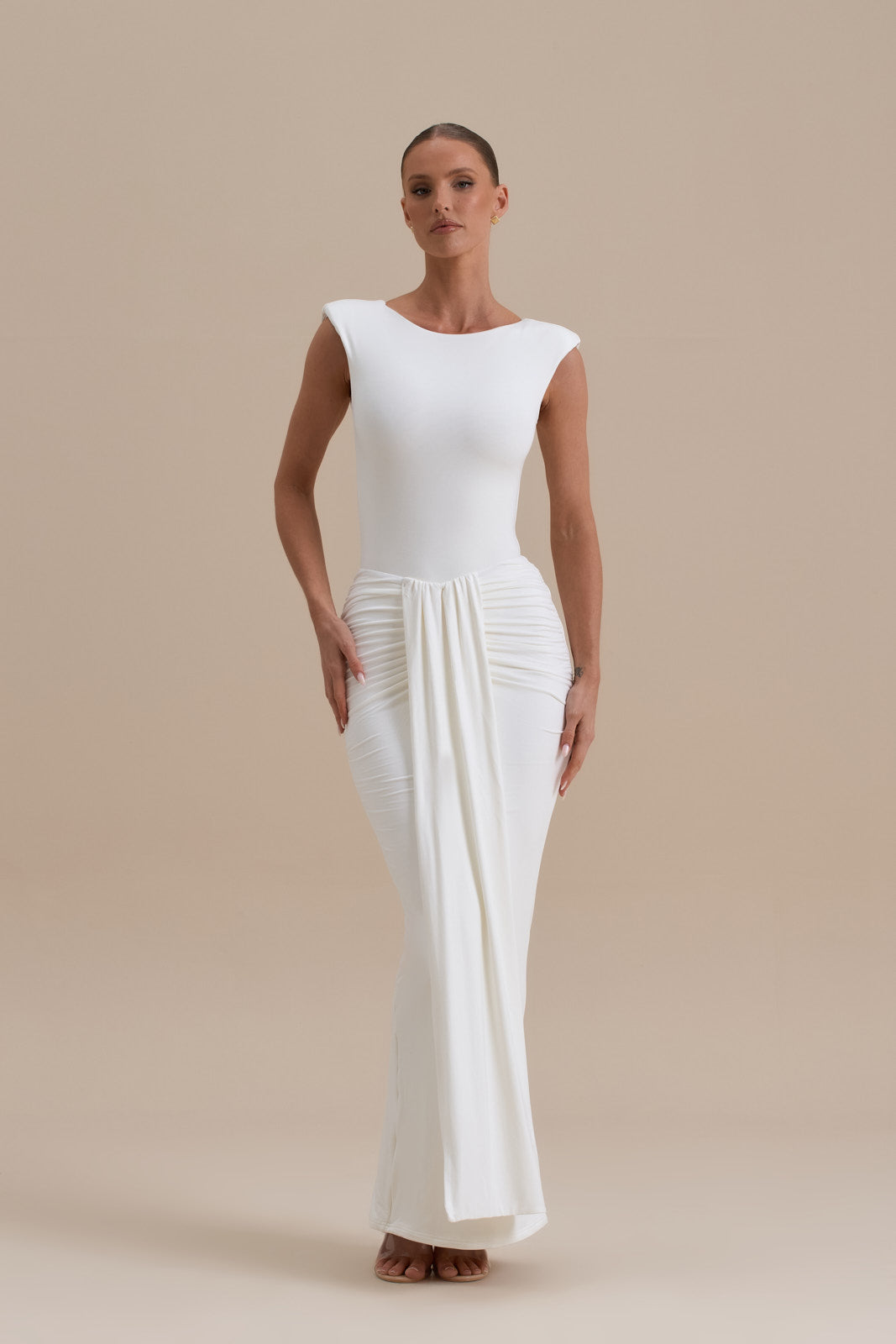 NARA DRAPE MAXI SKIRT | WHITE
