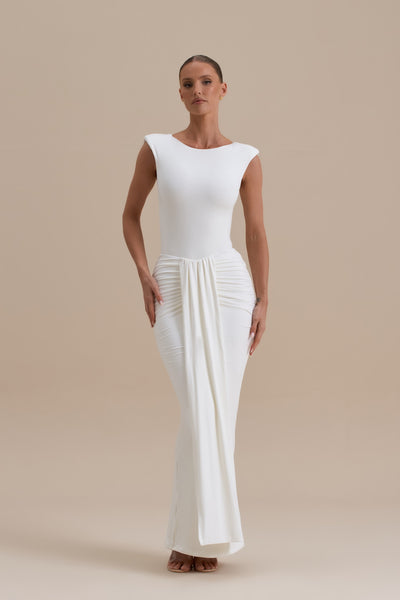 NARA DRAPE MAXI SKIRT | WHITE