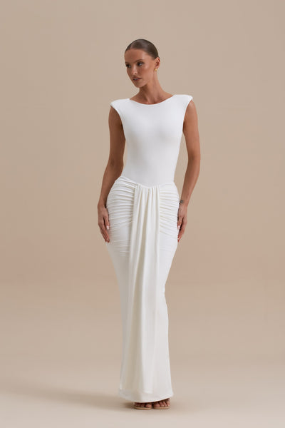 NARA DRAPE MAXI SKIRT | WHITE