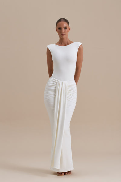NARA DRAPE MAXI SKIRT | WHITE