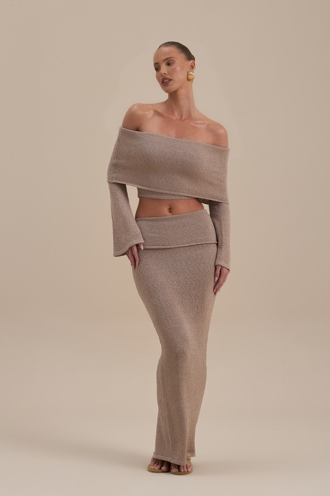 YASMIN BOUCLE KNIT CO-ORD | LATTE