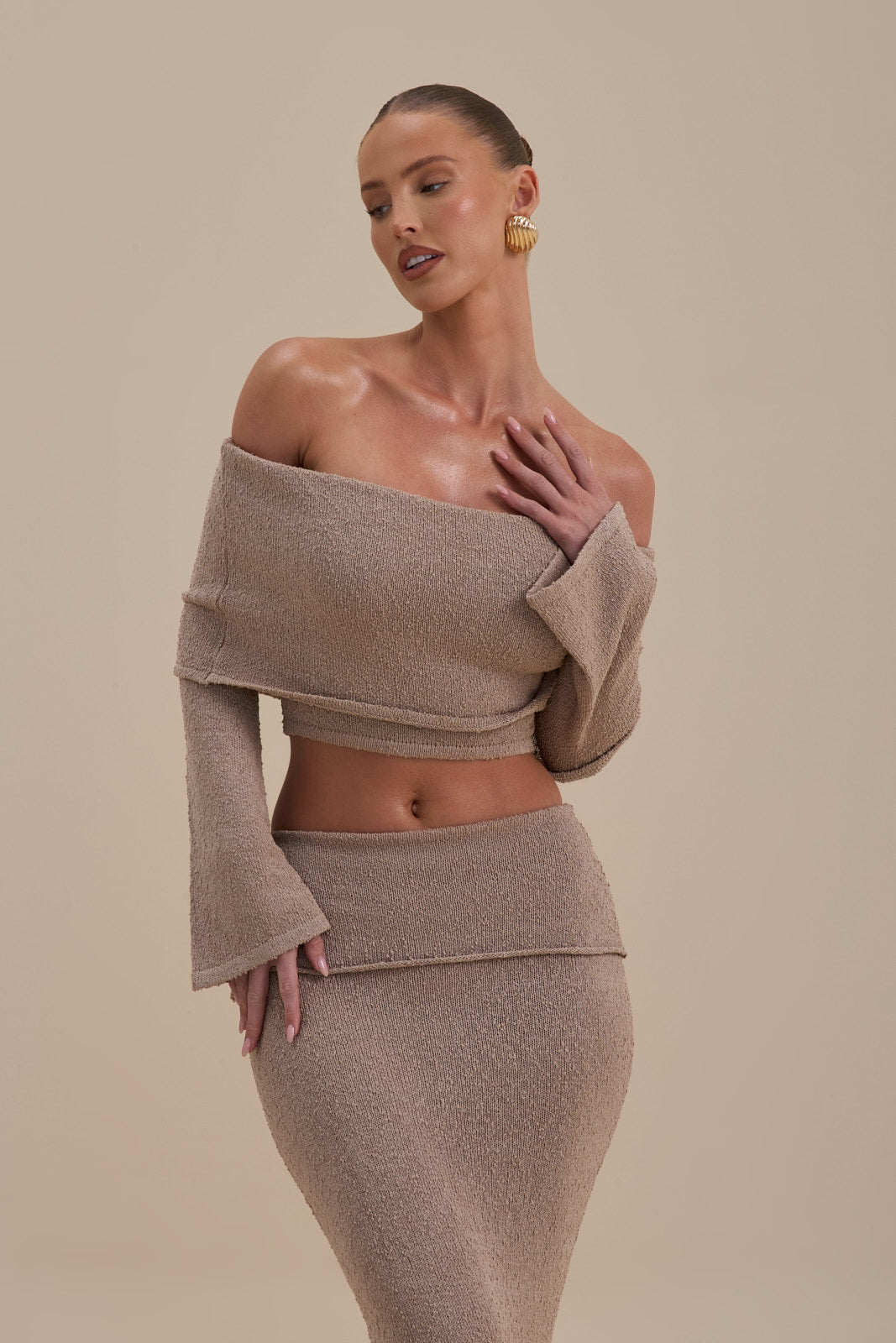 YASMIN BOUCLE KNIT CO-ORD | LATTE