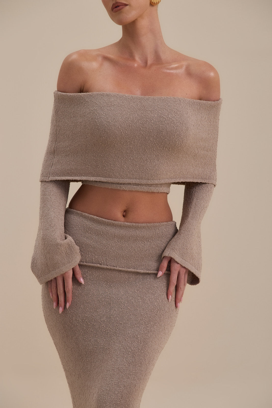 YASMIN BOUCLE KNIT CO-ORD | LATTE
