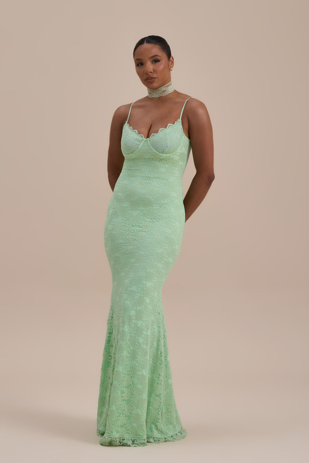 LEAH LACE MAXI DRESS | MINT