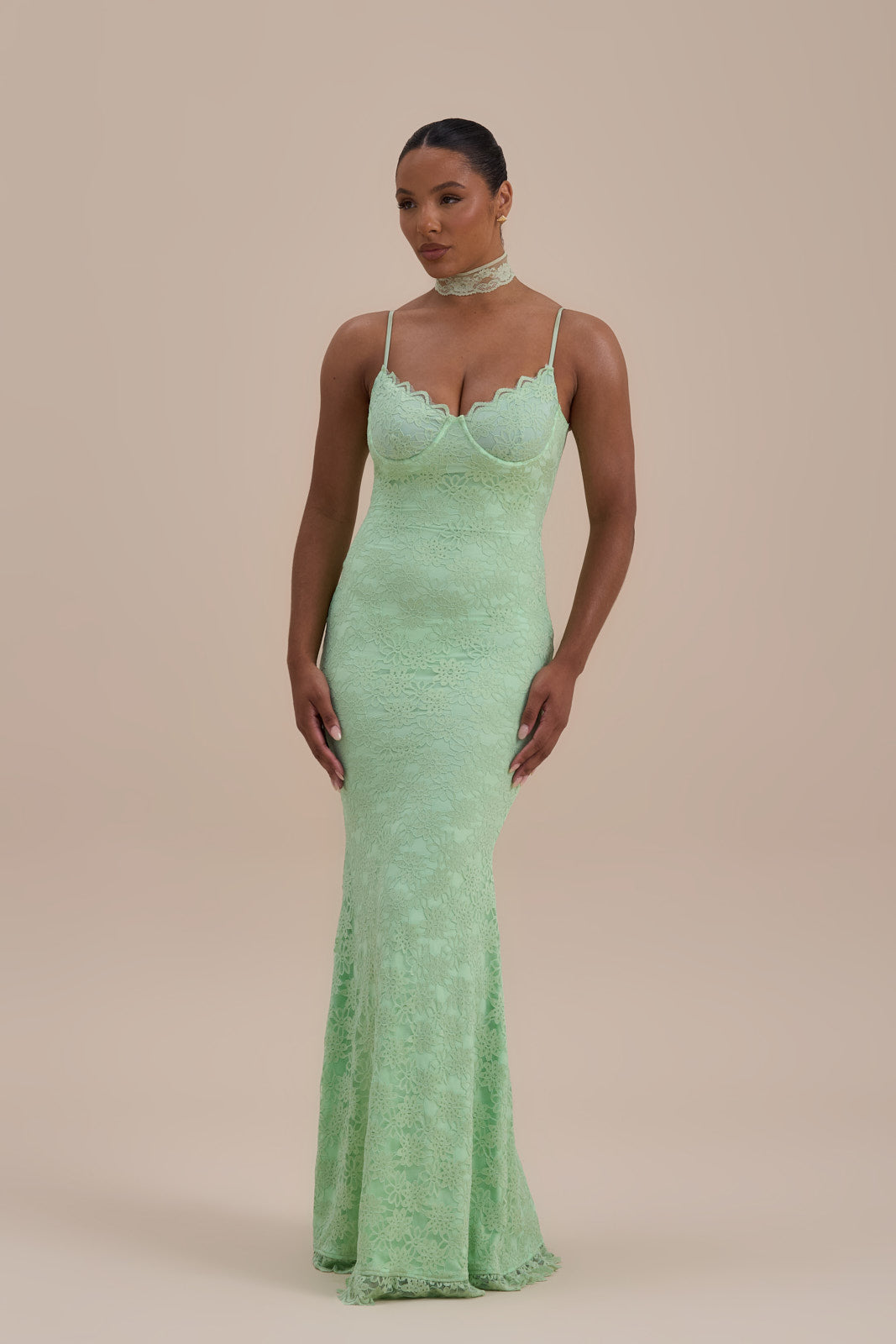 LEAH LACE MAXI DRESS | MINT
