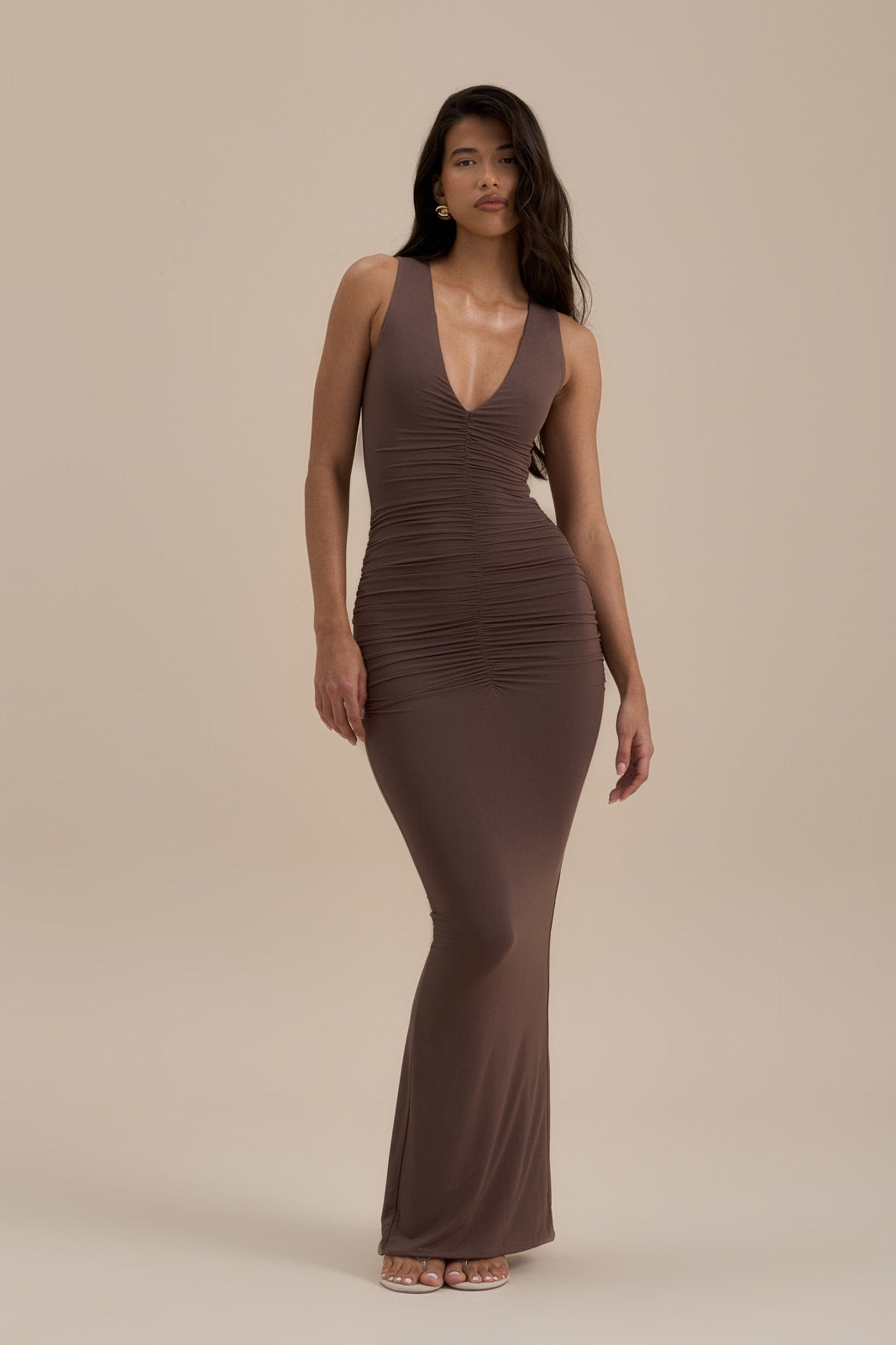 TATE SLEEVELESS MAXI DRESS | MOCHA MOUSSE