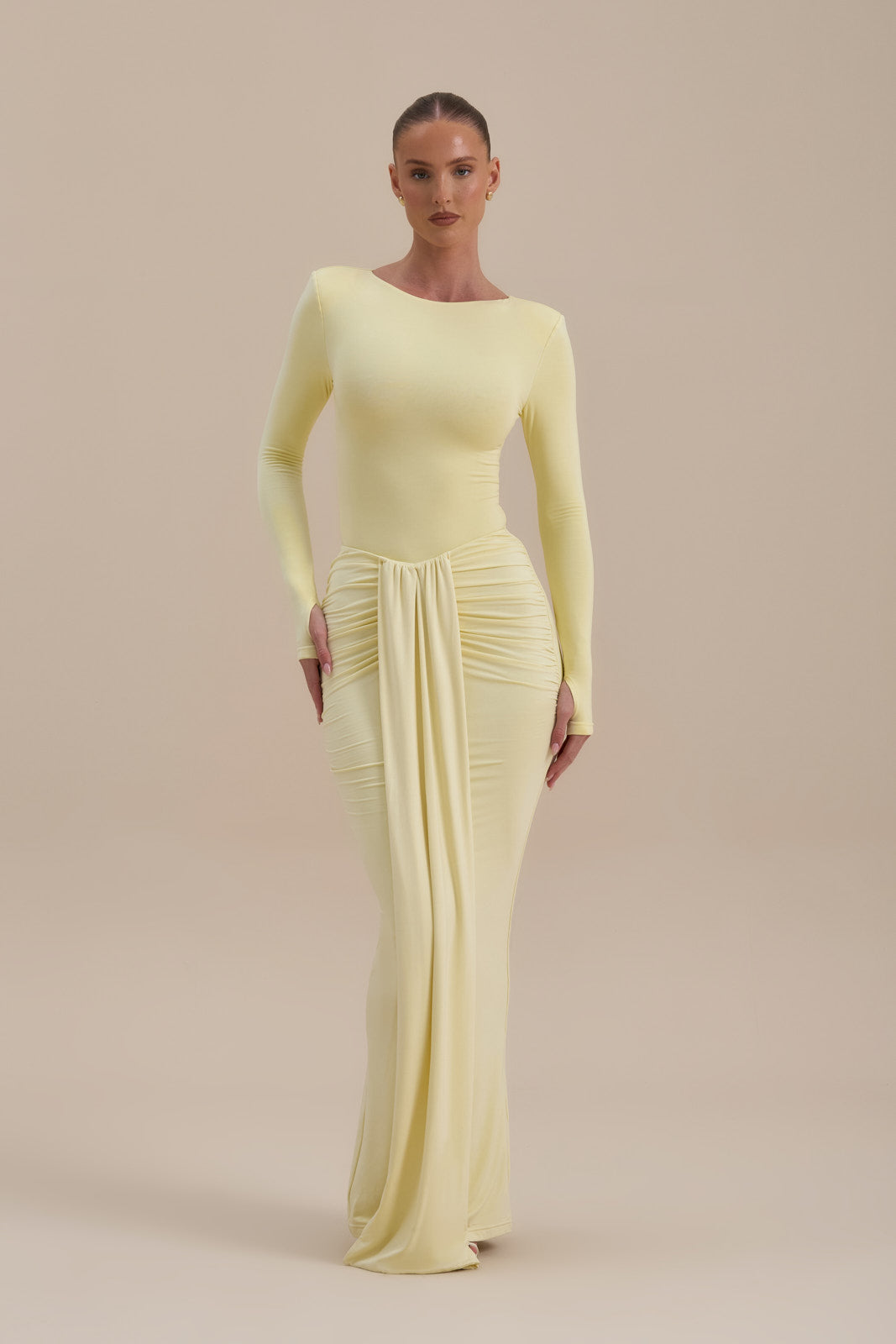NARA DRAPE MAXI SKIRT | LEMON