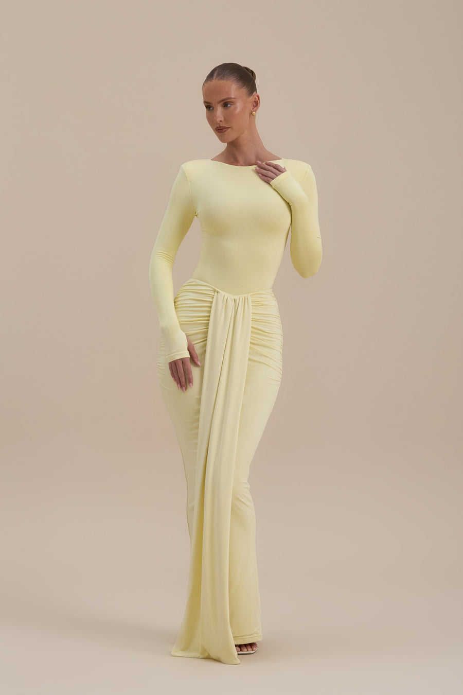 NARA DRAPE MAXI SKIRT | LEMON