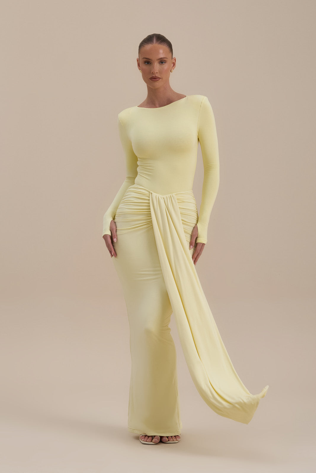 NARA DRAPE MAXI SKIRT | LEMON