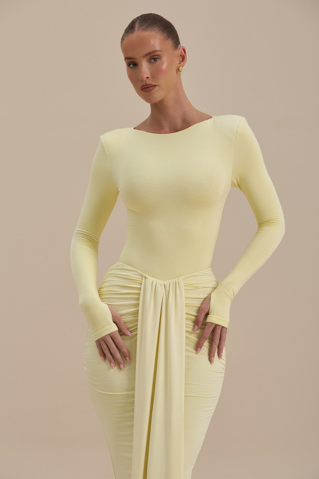 NARA DRAPE MAXI SKIRT | LEMON