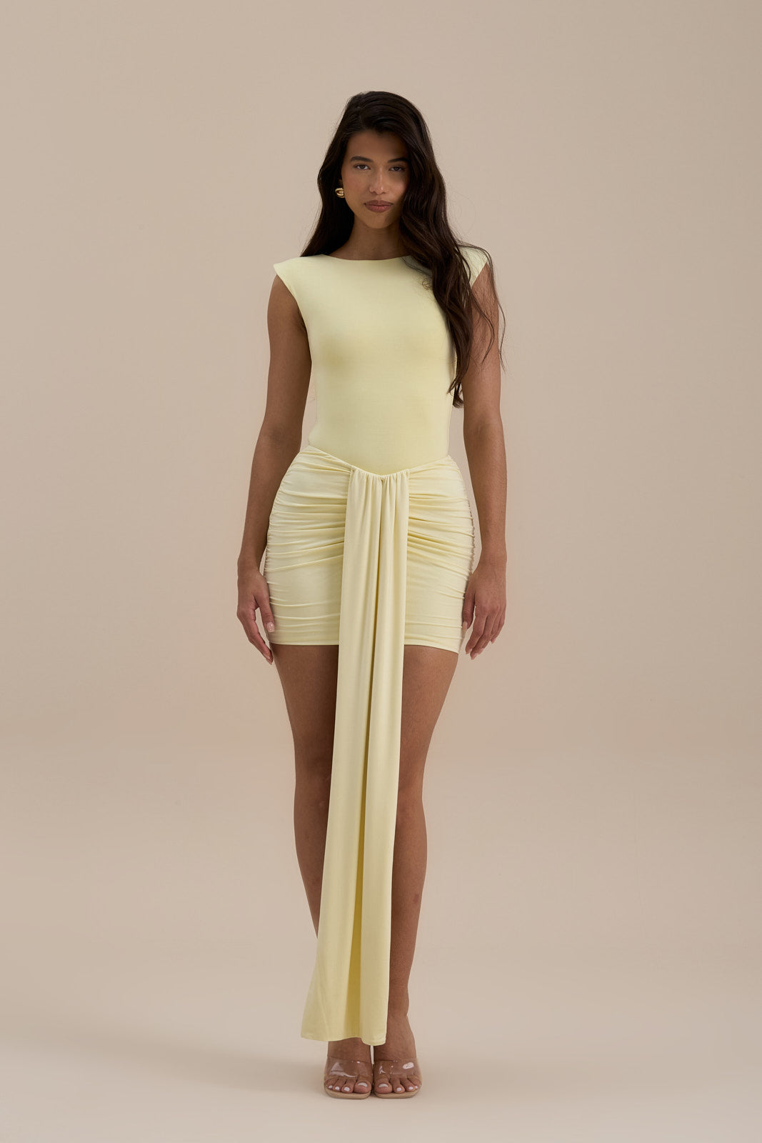 NARA DRAPE MINI SKIRT | LEMON