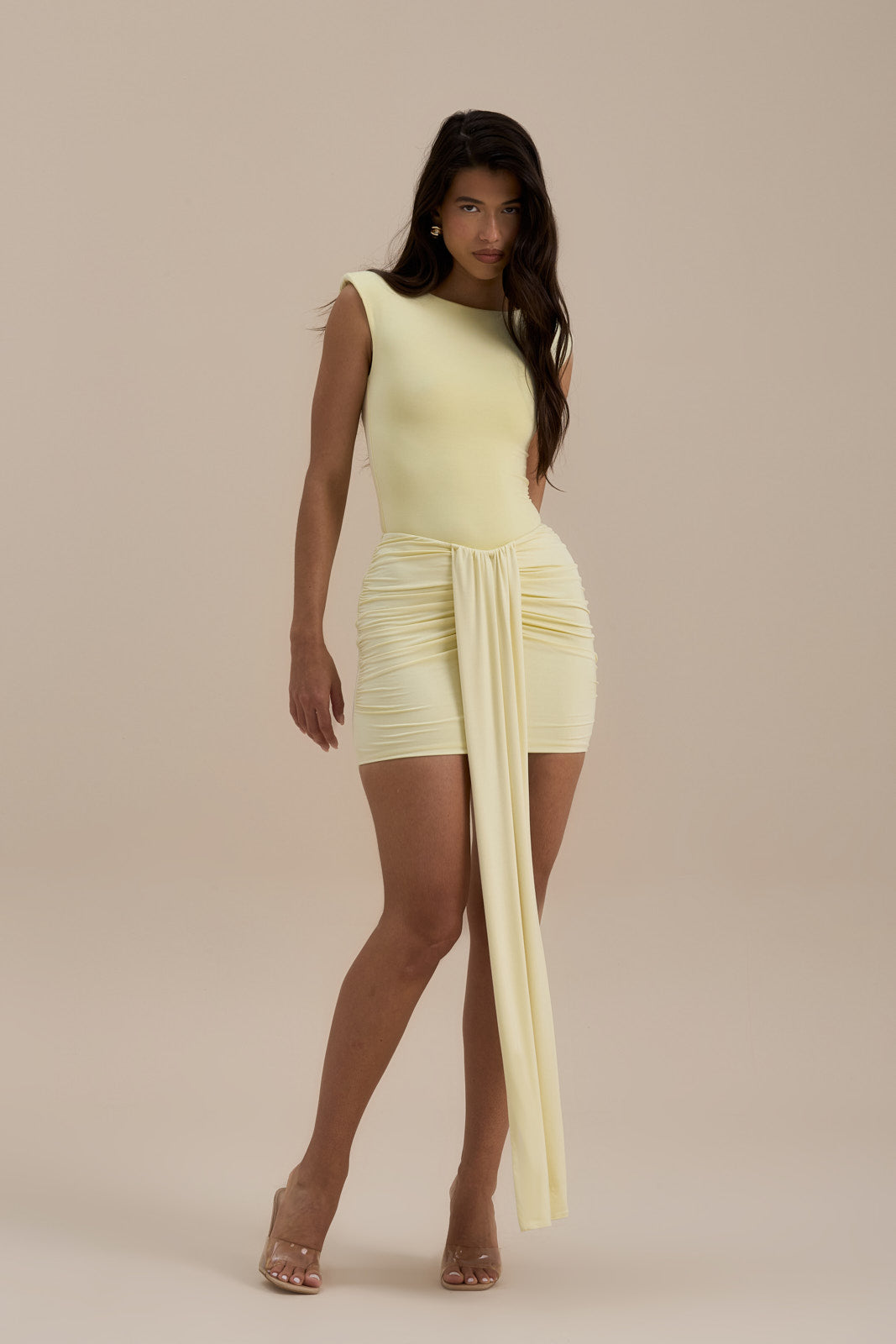 NARA DRAPE MINI SKIRT | LEMON