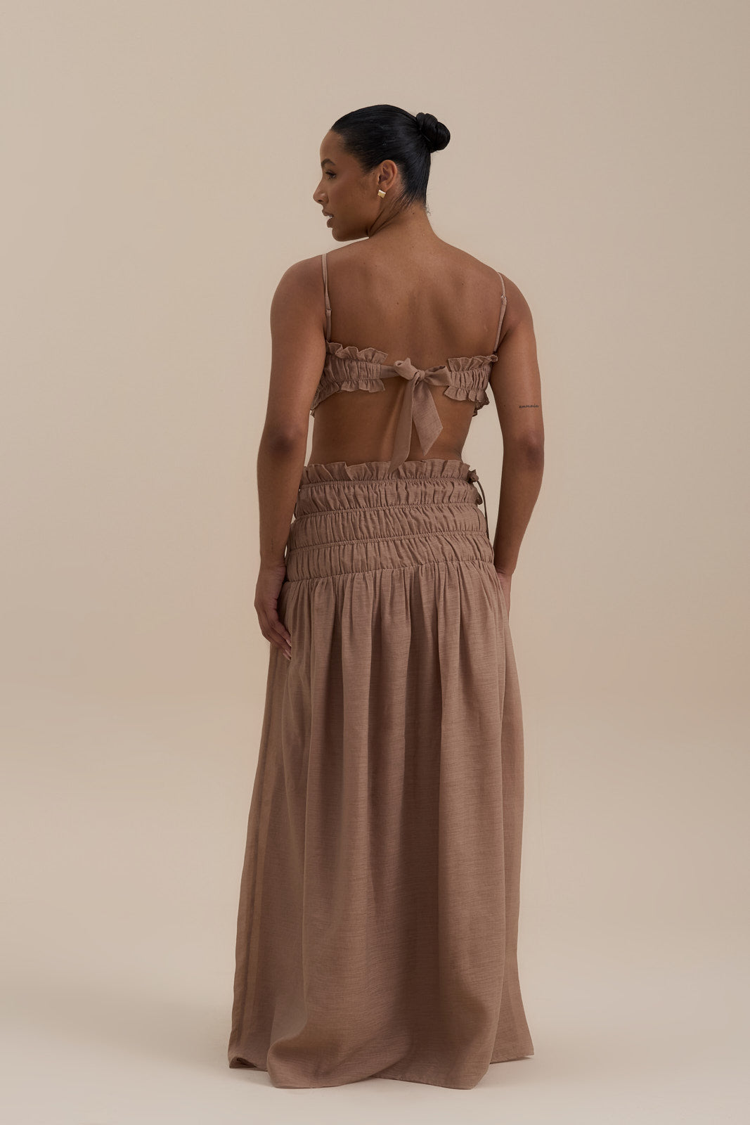 SOULIE RUCHED TIE BACK BRALETTE TOP | MOCHA MOUSSE