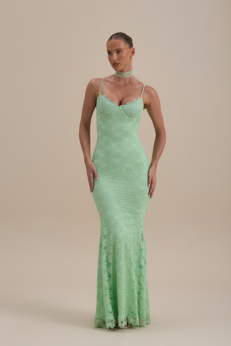 LEAH LACE MAXI DRESS | MINT
