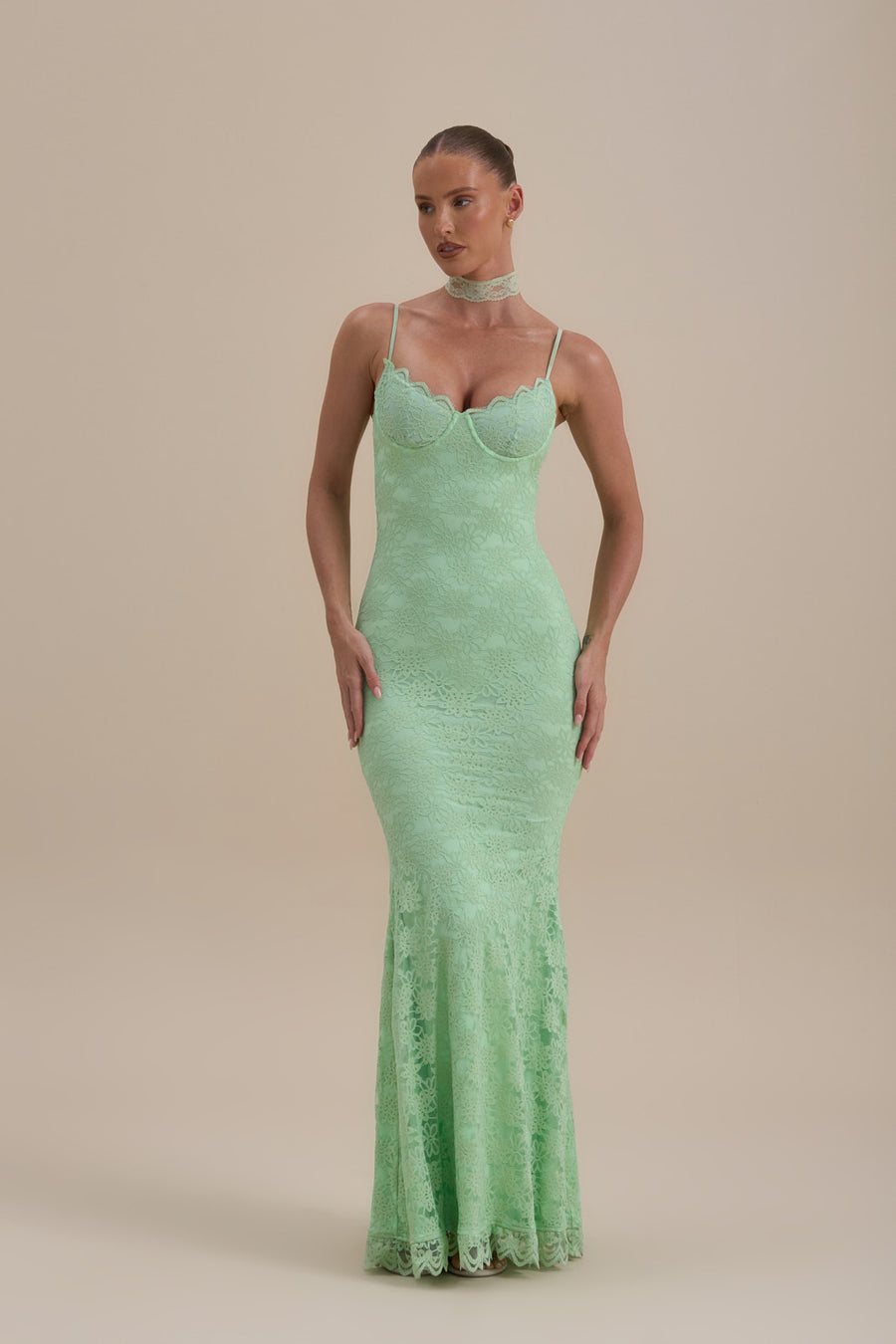 LEAH LACE MAXI DRESS | MINT