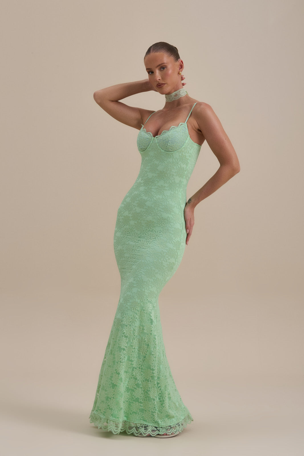 LEAH LACE MAXI DRESS | MINT
