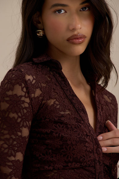 LACIE LONG SLEEVE SHIRT | CHOCOLATE LACE