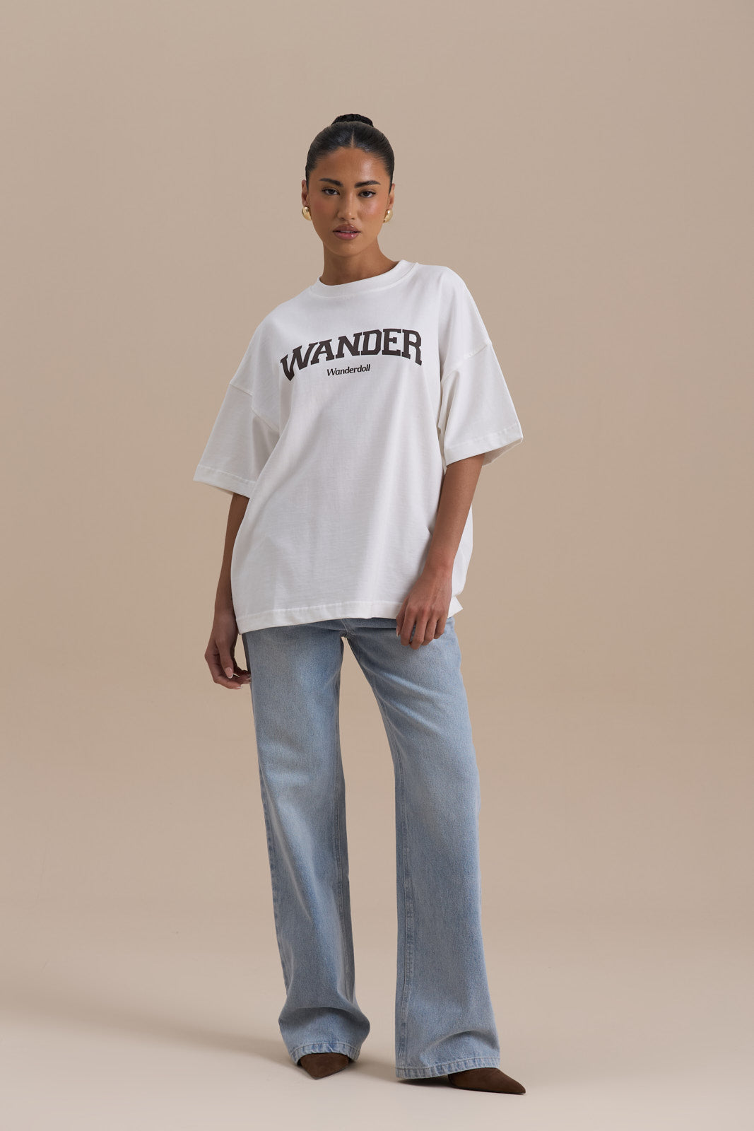 WANDER OVERSIZED T-SHIRT | WHITE + CHOCOLATE