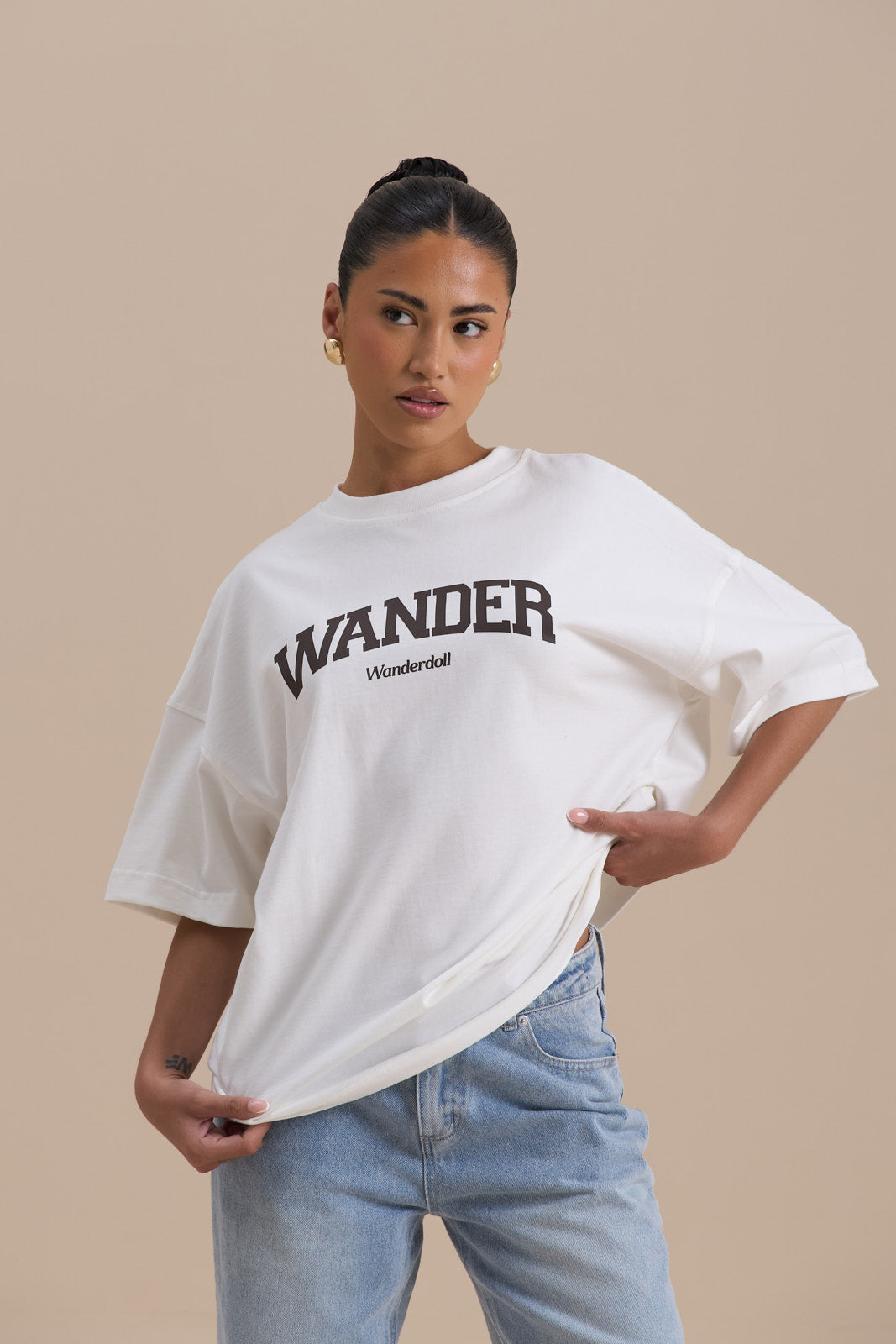 WANDER OVERSIZED T-SHIRT | WHITE + CHOCOLATE