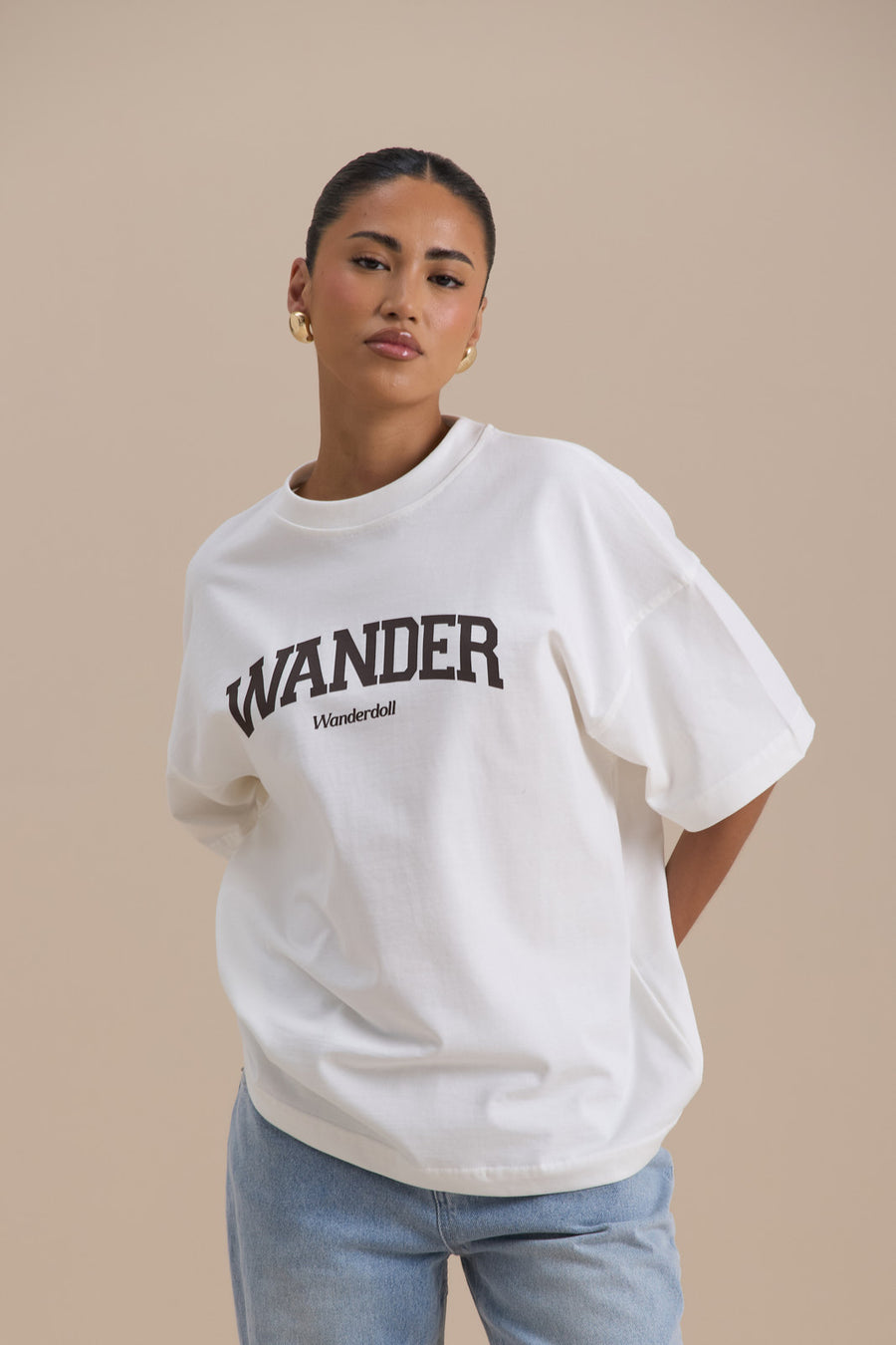 WANDER OVERSIZED T-SHIRT | WHITE + CHOCOLATE