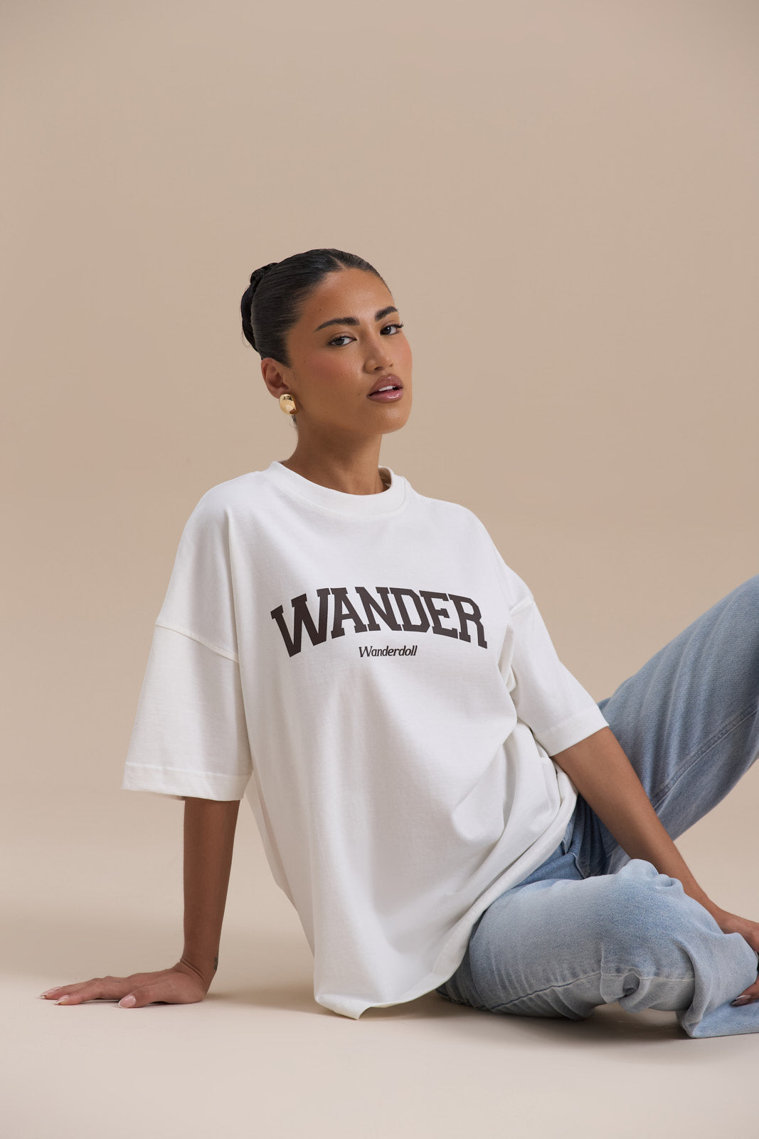 WANDER OVERSIZED T-SHIRT | WHITE + CHOCOLATE
