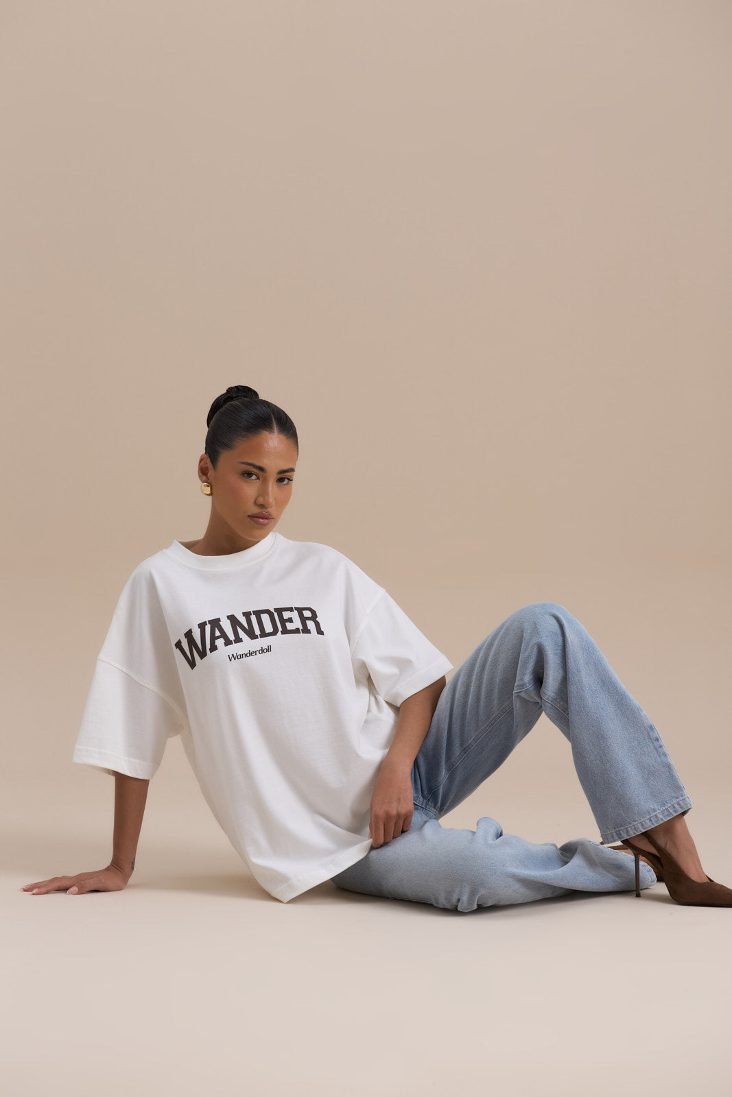 WANDER OVERSIZED T-SHIRT | WHITE + CHOCOLATE