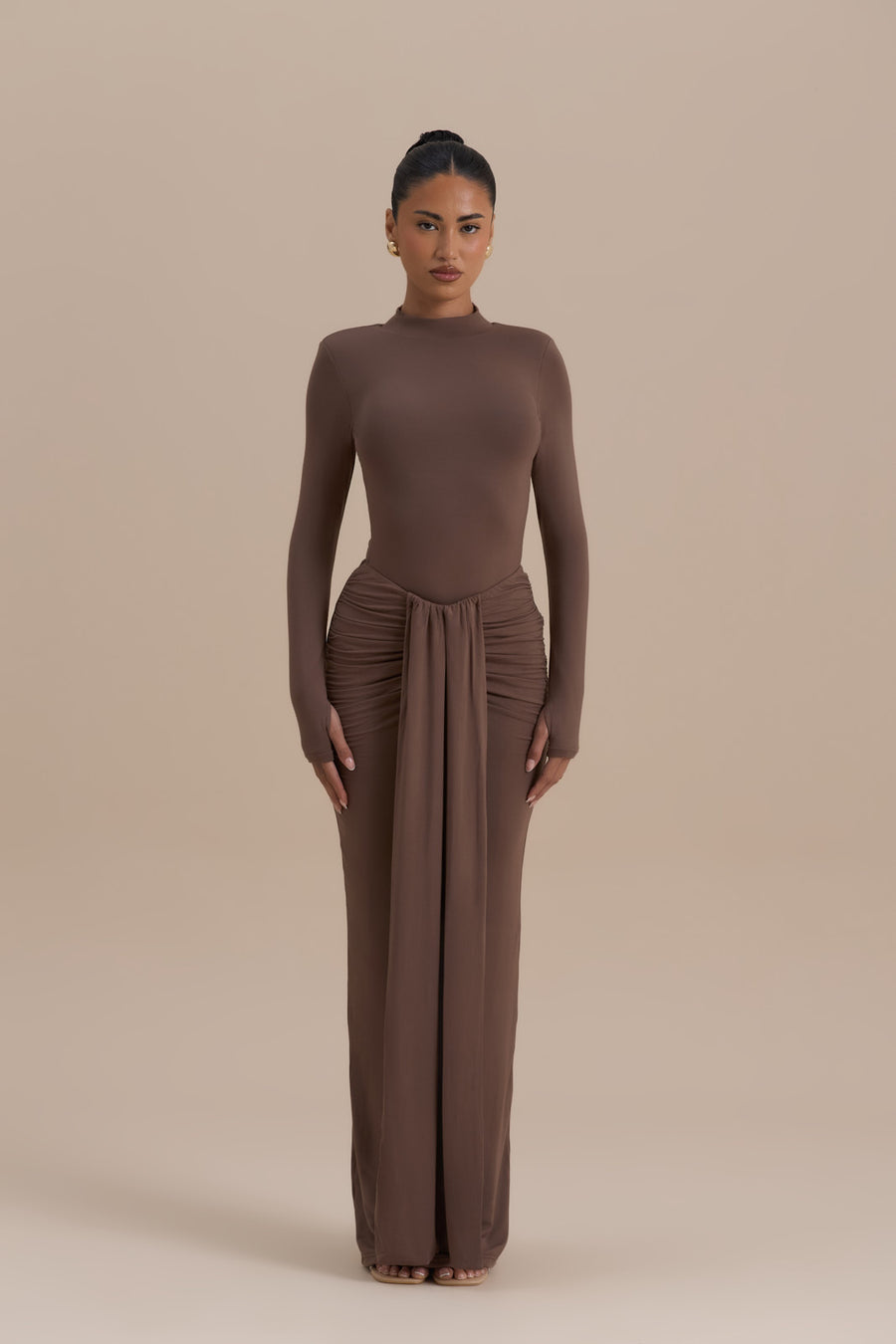 NARA DRAPE MAXI SKIRT | CHOCOLATE